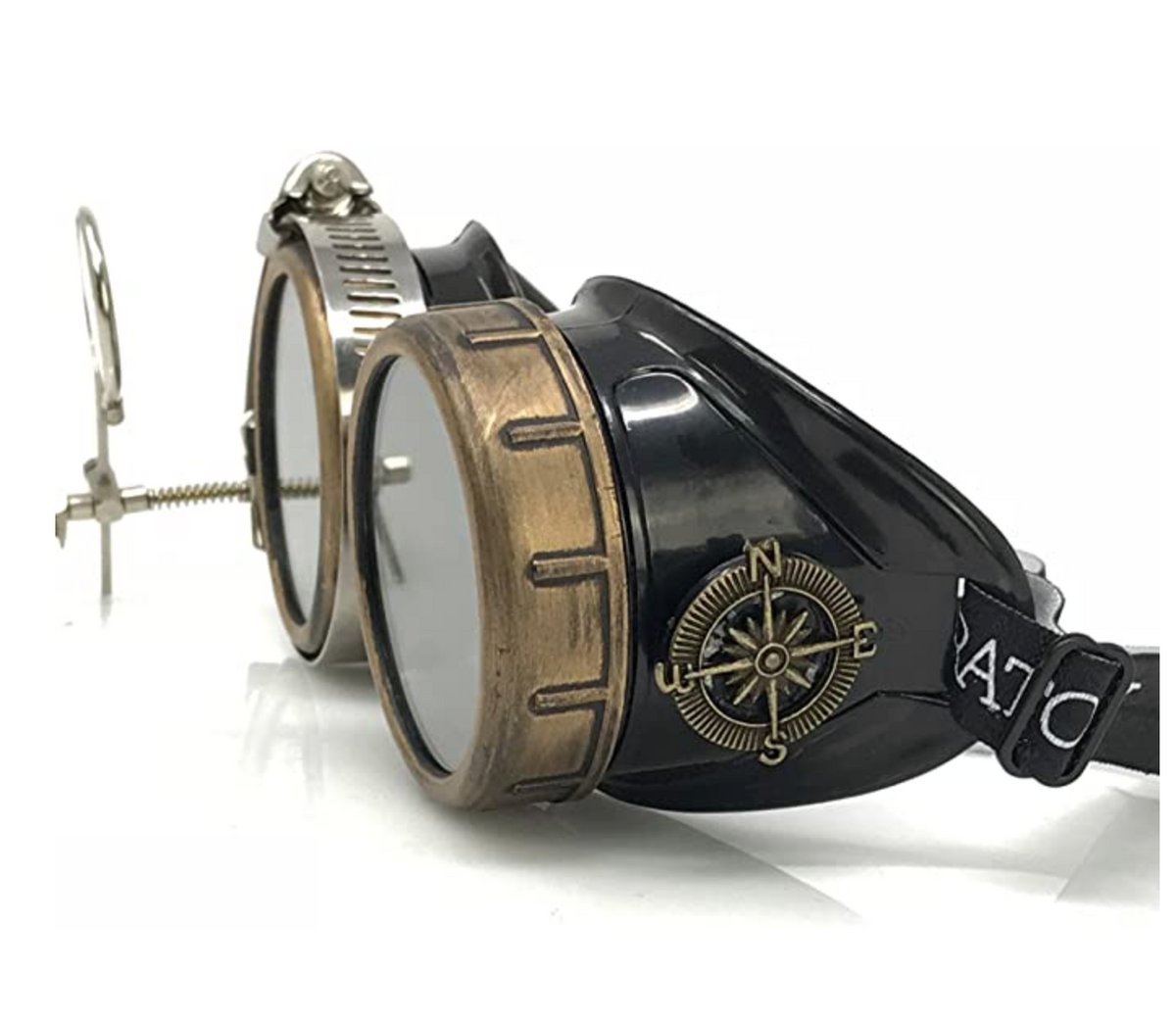 Handmade Steampunk Goggles with Loupe – Diffraction Lenses -neon pink, lime green, orange, and clear lenses