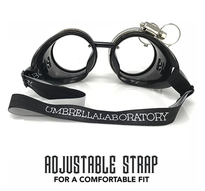 Handmade Steampunk Goggles with Loupe – Diffraction Lenses -neon pink, lime green, orange, and clear lenses