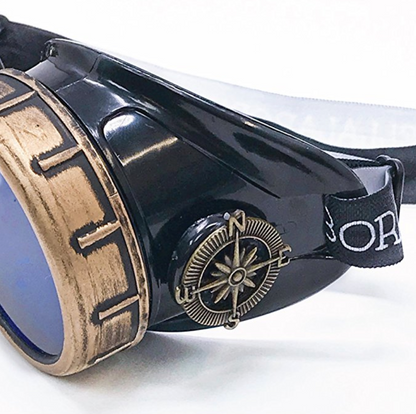 Handmade Victorian Steampunk Goggles with Loupe - blue, red, purple, black, clear, green, light blue lenses