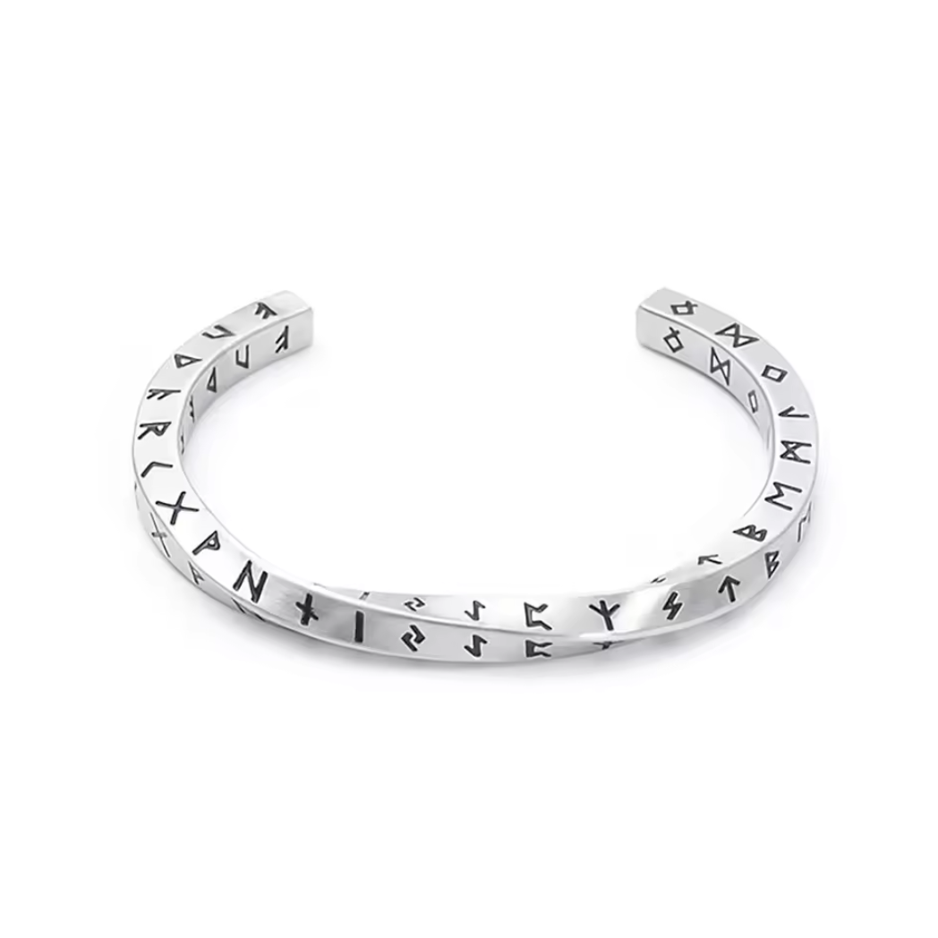 Wrath of the Norsemen Stainless Steel Viking Rune Twist Bracelet