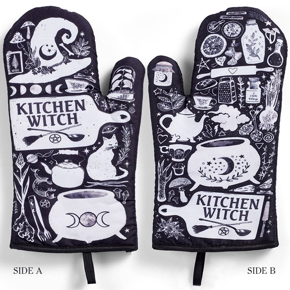 Set of 2 Kitchen Witch Oven Mitt | Pot Holders Set