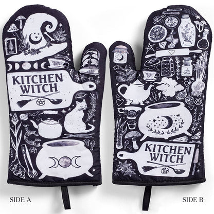 Set of 2 Kitchen Witch Oven Mitt | Pot Holders Set