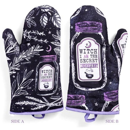 Set of 2 "Witch, I AM The Secret Ingredient" Oven Mitt | Oven Gloves Set