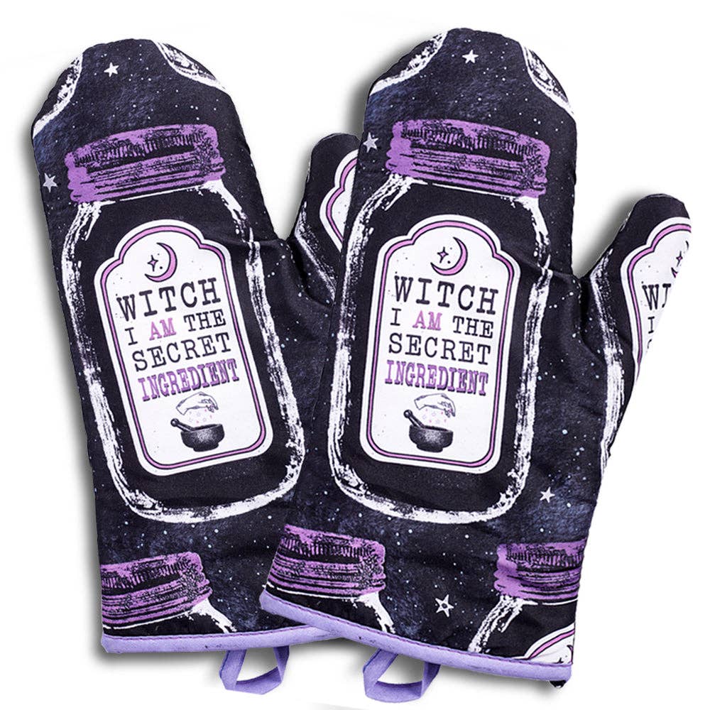 Set of 2 "Witch, I AM The Secret Ingredient" Oven Mitt | Oven Gloves Set