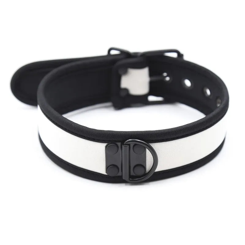 White Neoprene Puppy Play Collar - Shadow Threadz Crypt