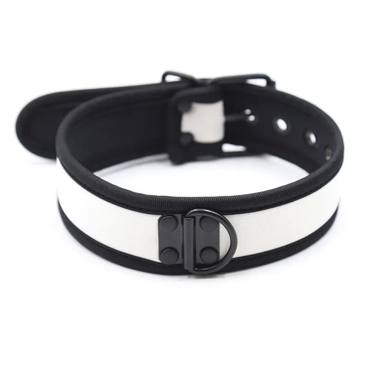 White Neoprene Puppy Play Collar - Shadow Threadz Crypt