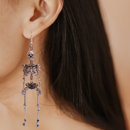 Skeleton Dangle Earrings in Silver