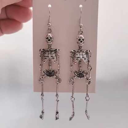 Skeleton Dangle Earrings in Silver