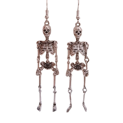 Skeleton Dangle Earrings in Silver