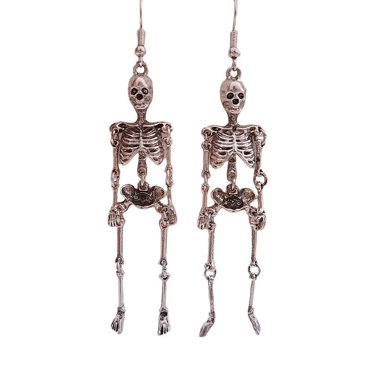 Skeleton Dangle Earrings in Silver