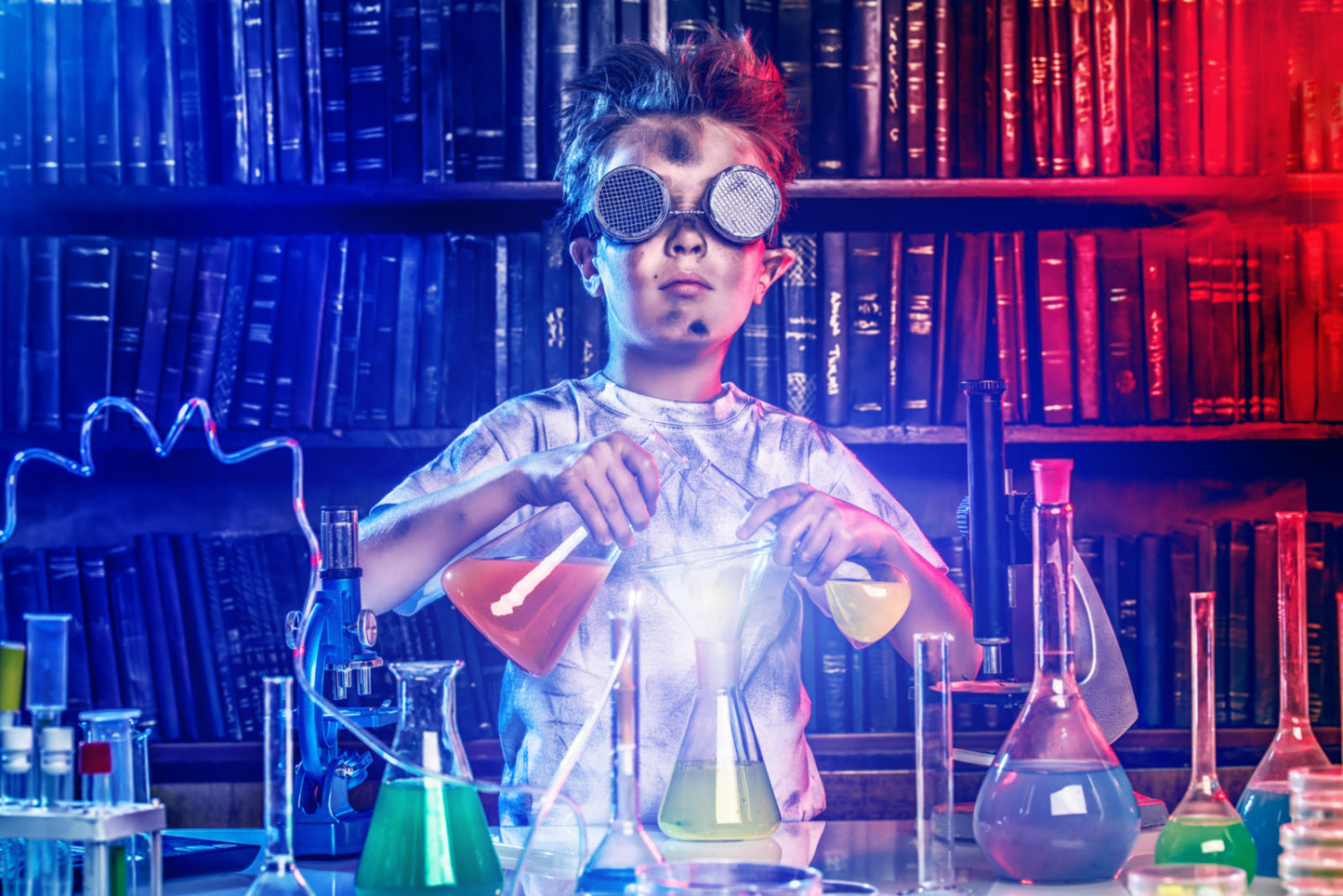 Time Traveler Mad Scientist Cosplay Eyewear - blue, green, purple, red lenses