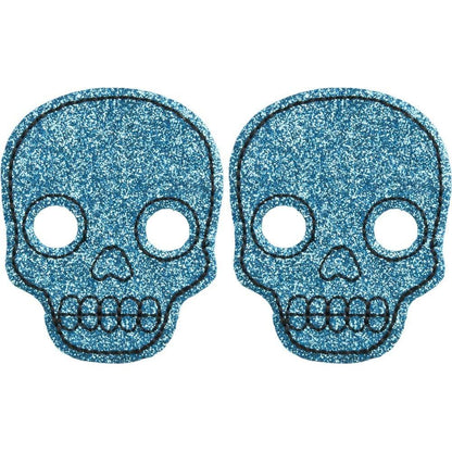 Sourpuss Aqua Glitter Skull Hair Clips Set of 2