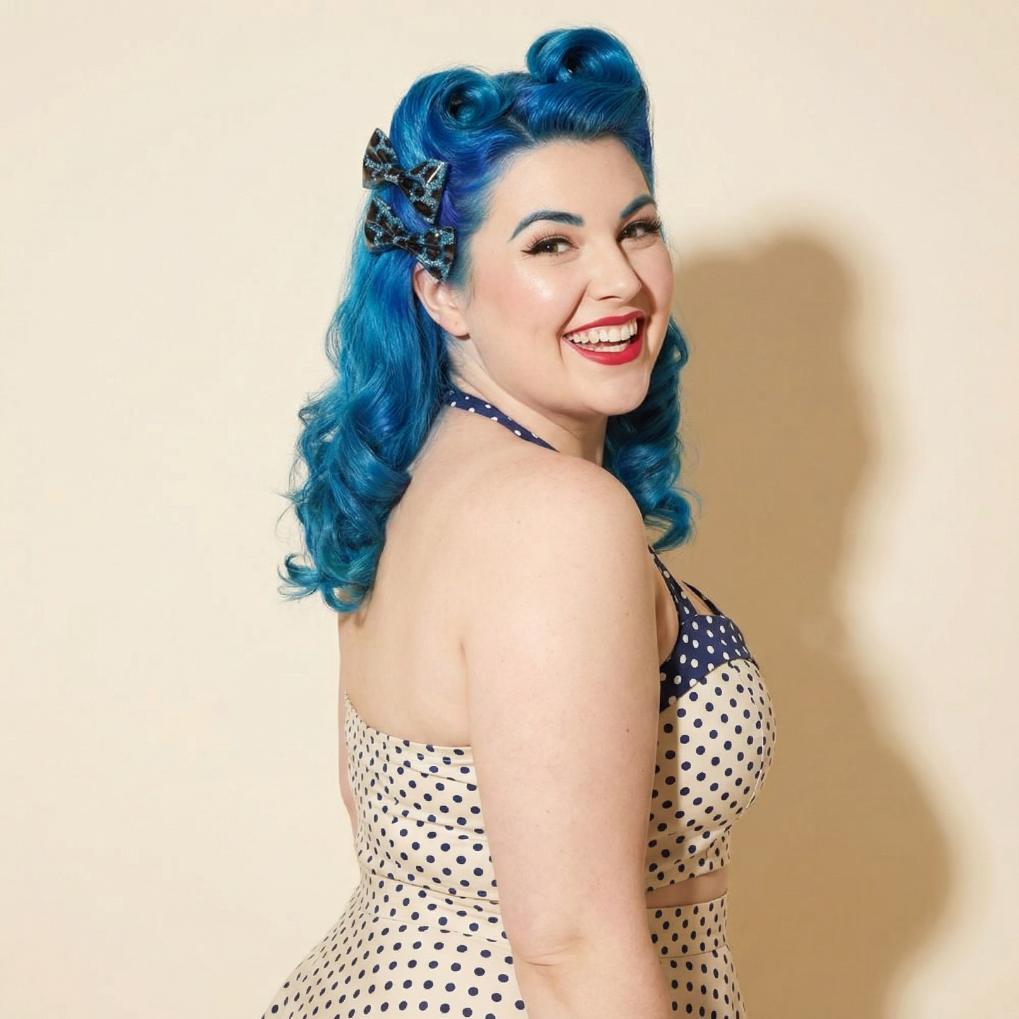 Sourpuss Blue Leopard Glitter Hair Bows Set of 2 | Rockabilly Hair Accessories