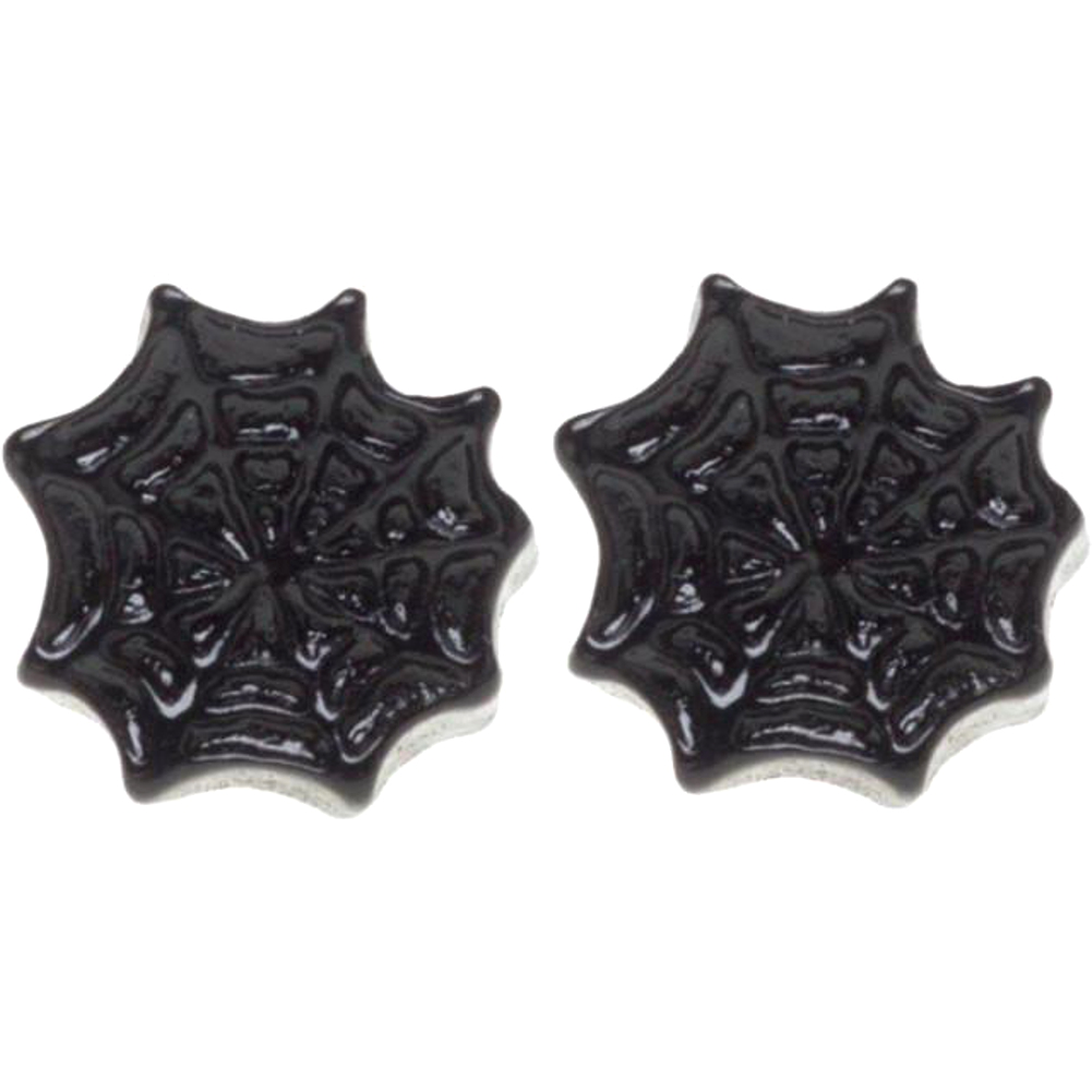 Sourpuss Earrings | Black Spider Web Studs