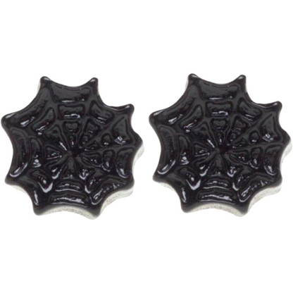 Sourpuss Earrings | Black Spider Web Studs