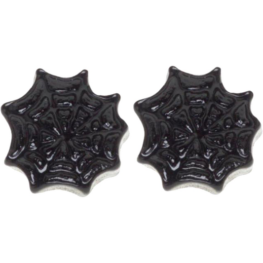 Sourpuss Earrings | Black Spider Web Studs