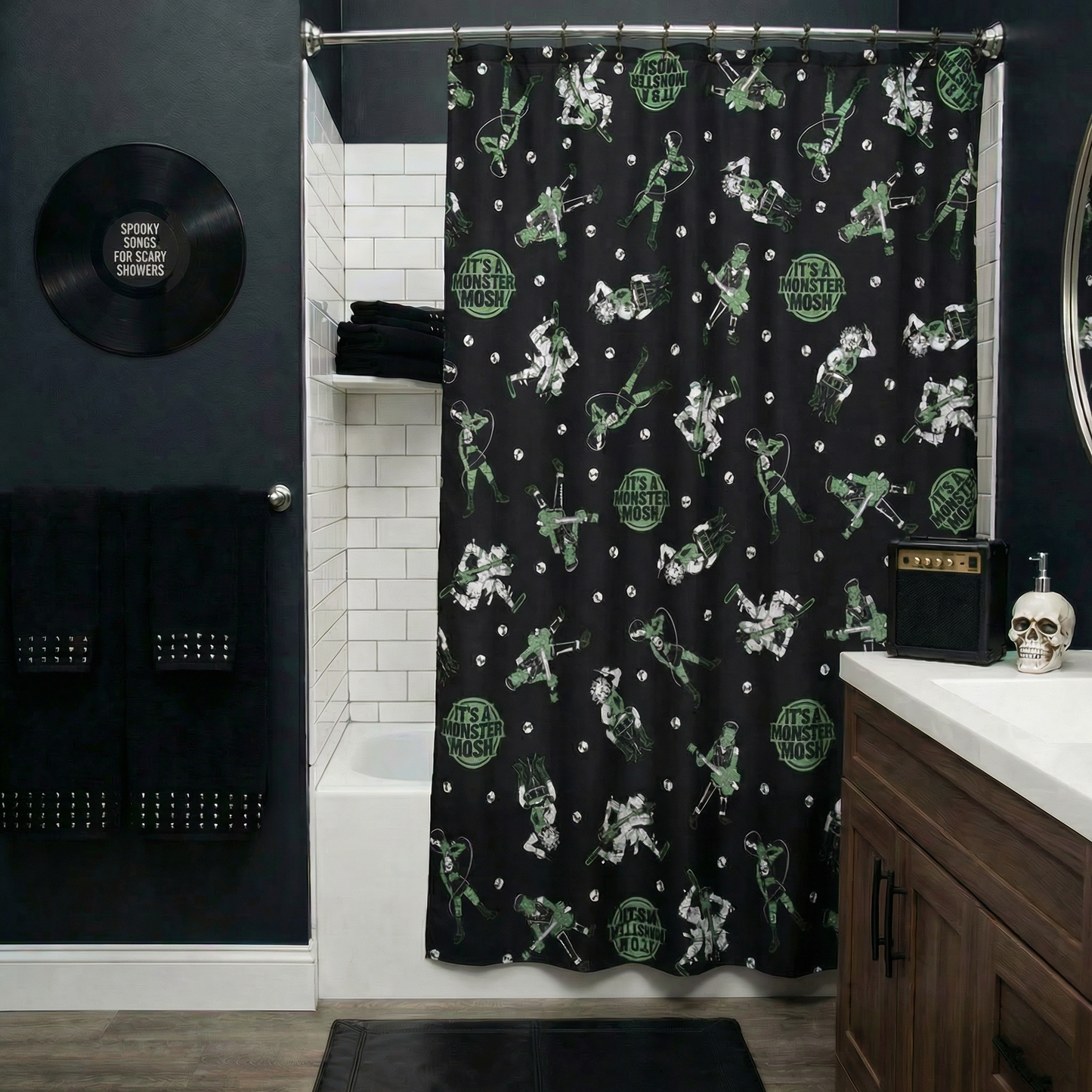 Sourpuss Monster Mosh Shower Curtain | Bathroom Decor