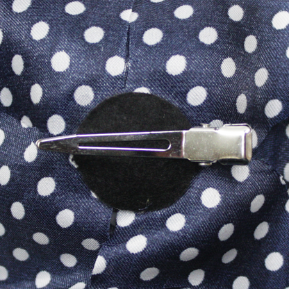 Sourpuss Navy Blue White Polka Dot Rose Hair Clip
