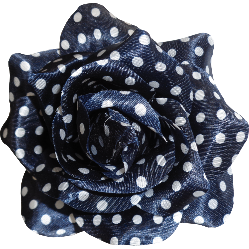 Sourpuss Navy Blue White Polka Dot Rose Hair Clip