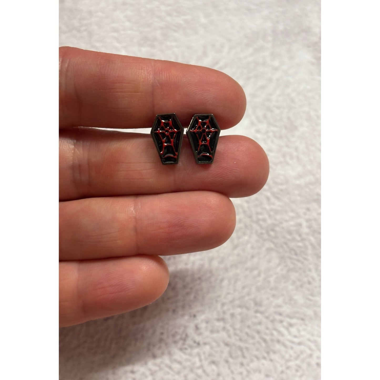 Sourpuss Red & Black Coffin Earrings