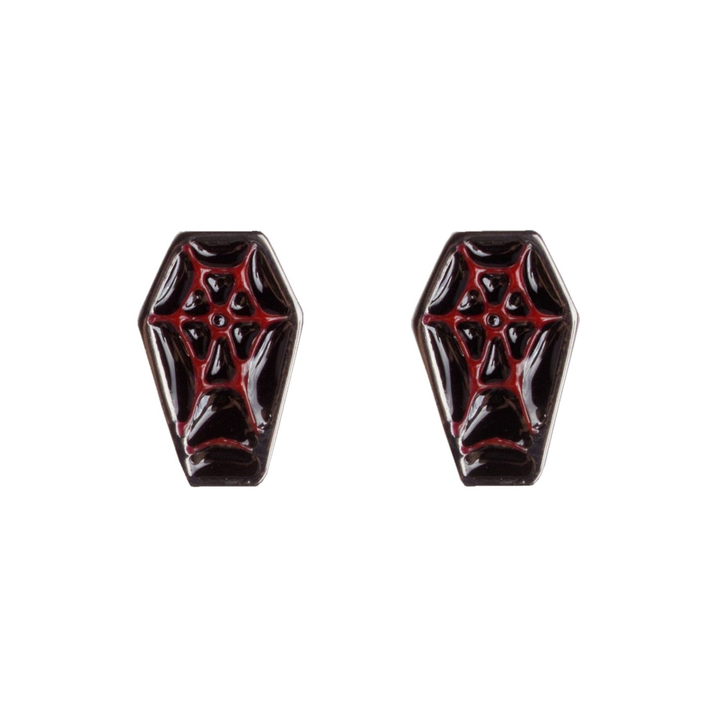 Sourpuss Red & Black Coffin Earrings