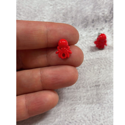 Sourpuss Red Octopus Earrings