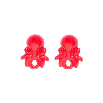 Sourpuss Red Octopus Earrings