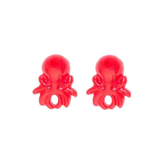 Sourpuss Red Octopus Earrings