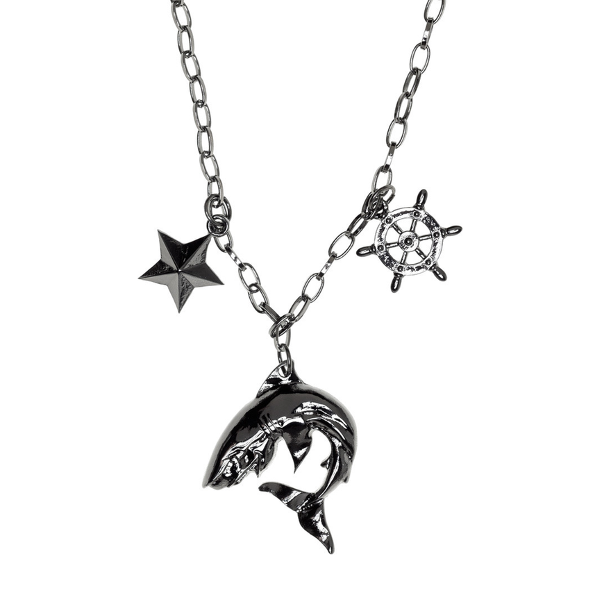 Sourpuss Shark Charm Necklace | Tattoo-Inspired Jewelry