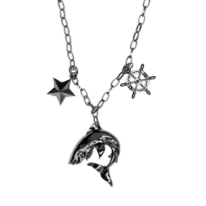 Sourpuss Shark Charm Necklace | Tattoo-Inspired Jewelry