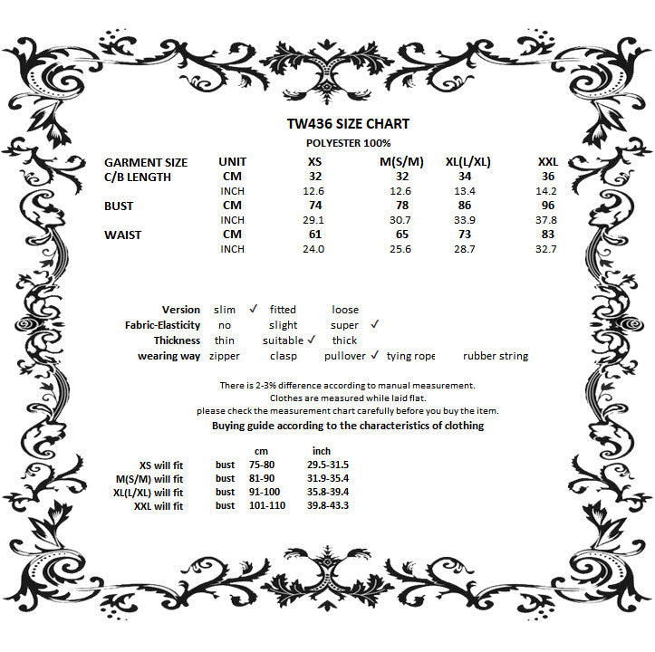 Cathedral Lace Halter Top size chart