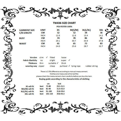 Cathedral Lace Halter Top size chart