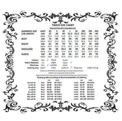 Ruin Veil Flared-Sleeve Crop Top size chart