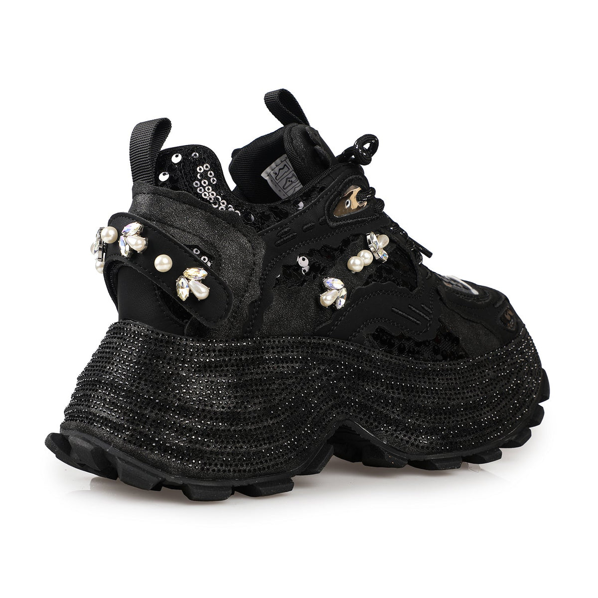 Midnight Swarm Rhinestone Platform Sneakers