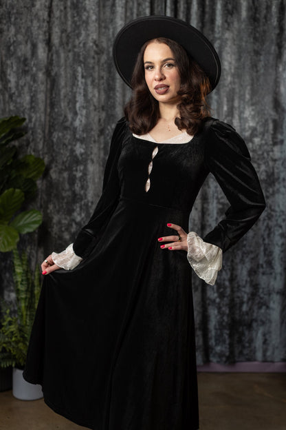 Cora Mourning Velvet Midi Dress