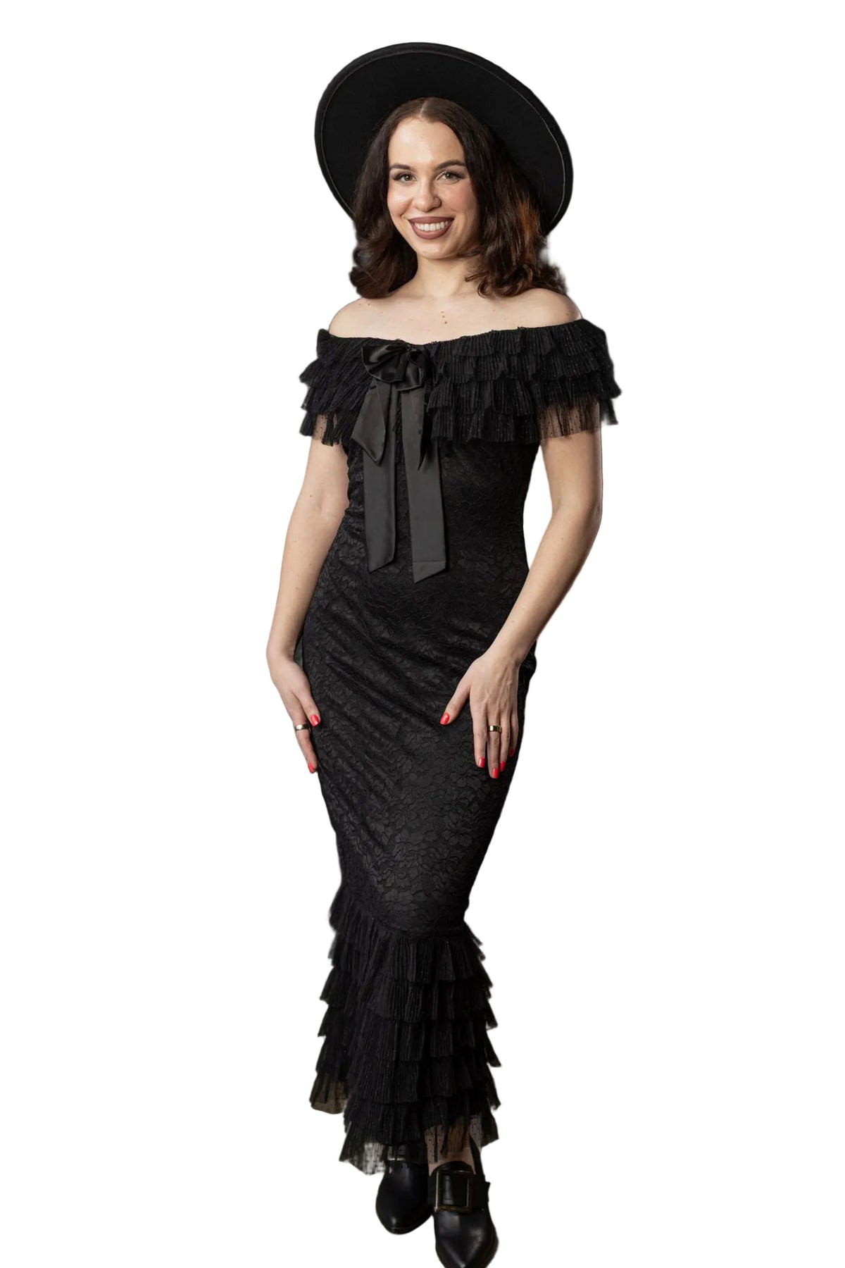 Wilhelmina Lace Ruffle Dress