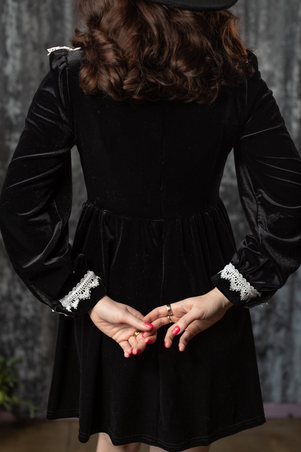 Elora Velvet Lace Collar Mini Dress
