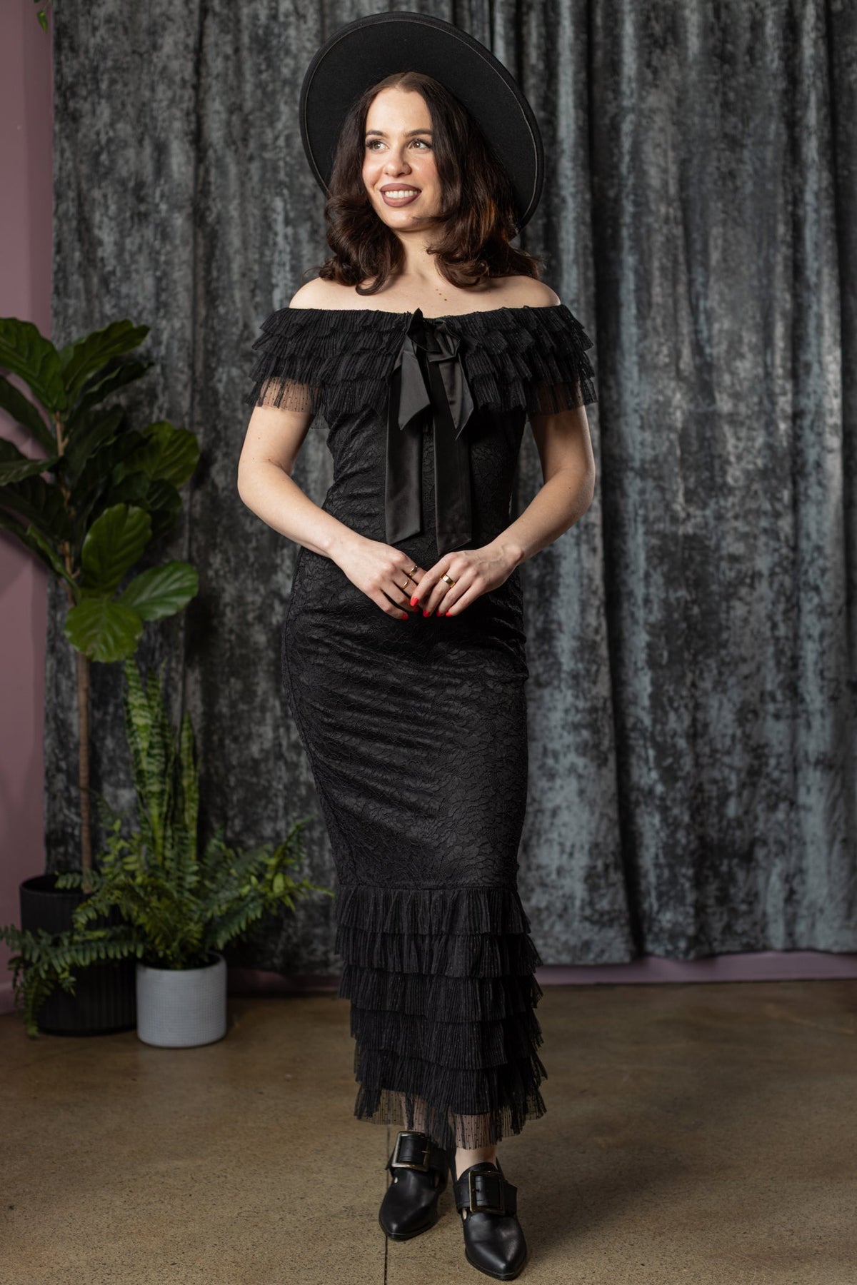 Wilhelmina Lace Ruffle Dress
