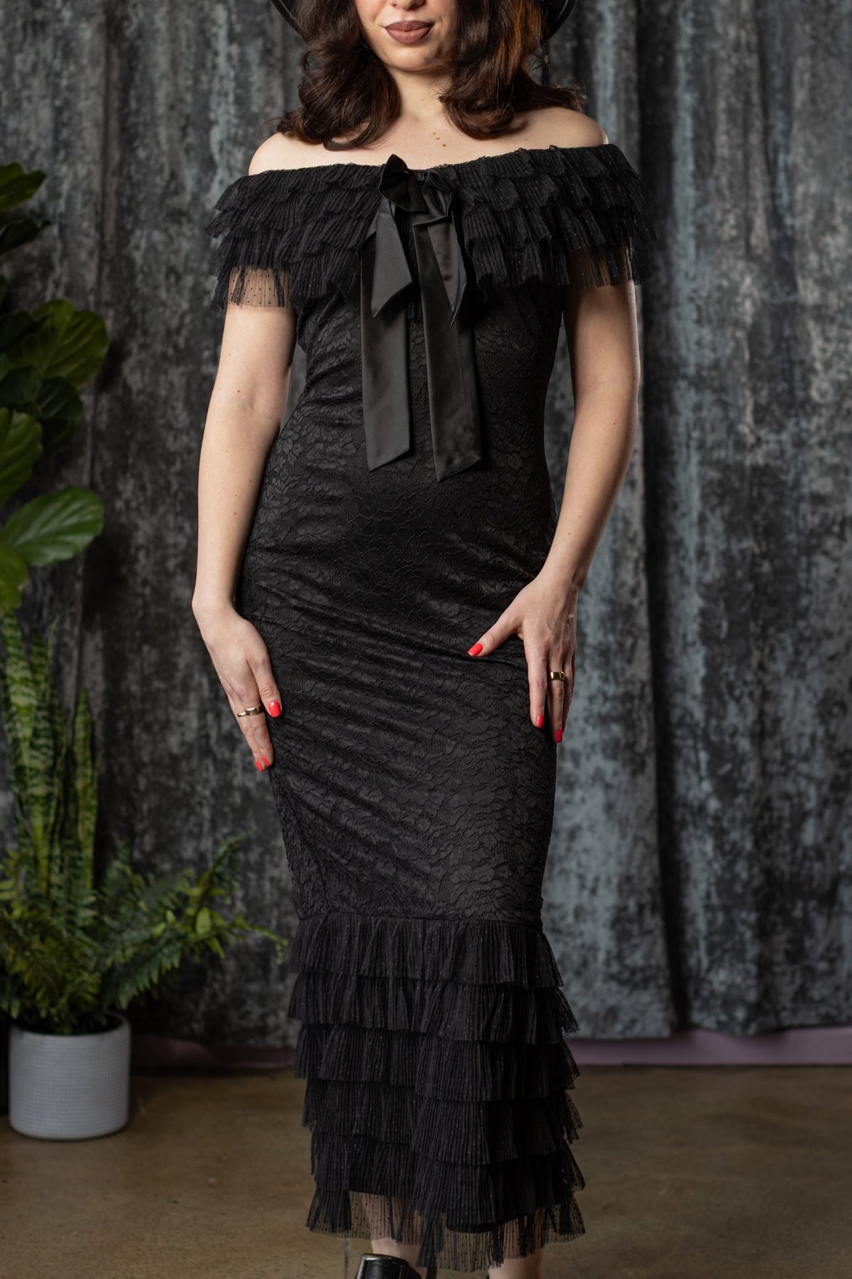 Wilhelmina Lace Ruffle Dress