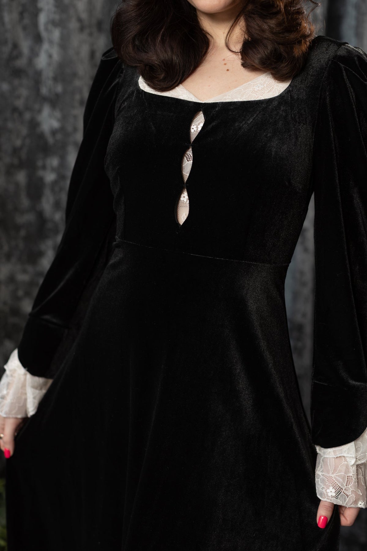 Cora Mourning Velvet Midi Dress