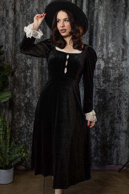 Cora Mourning Velvet Midi Dress