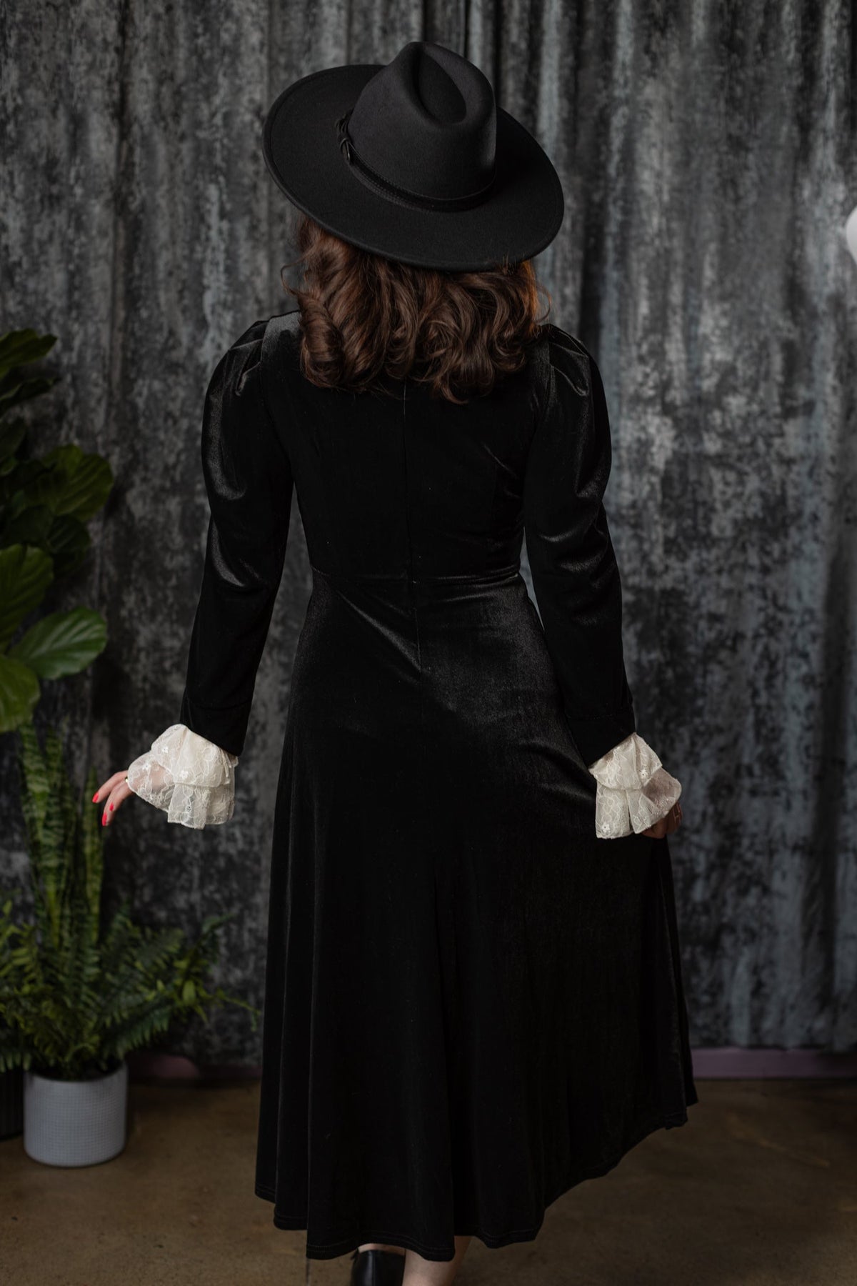 Cora Mourning Velvet Midi Dress