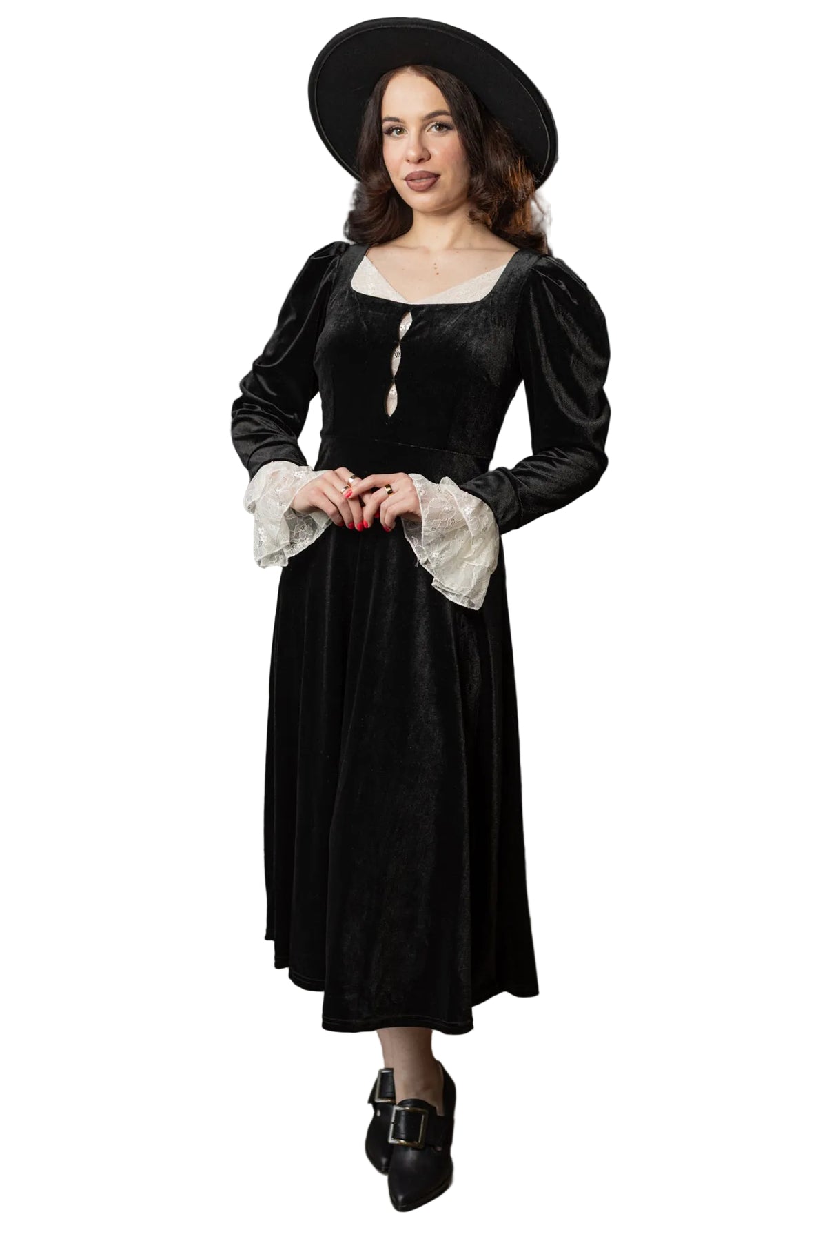 Cora Mourning Velvet Midi Dress