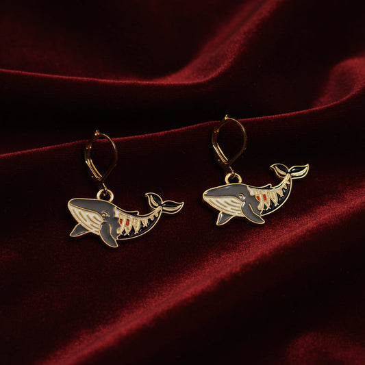 Whale Bones Gold Enamel Earrings