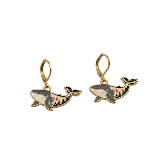 Whale Bones Gold Enamel Earrings