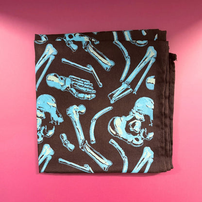 X-Ray Body Parts Bandana | Black & Light Blue Print