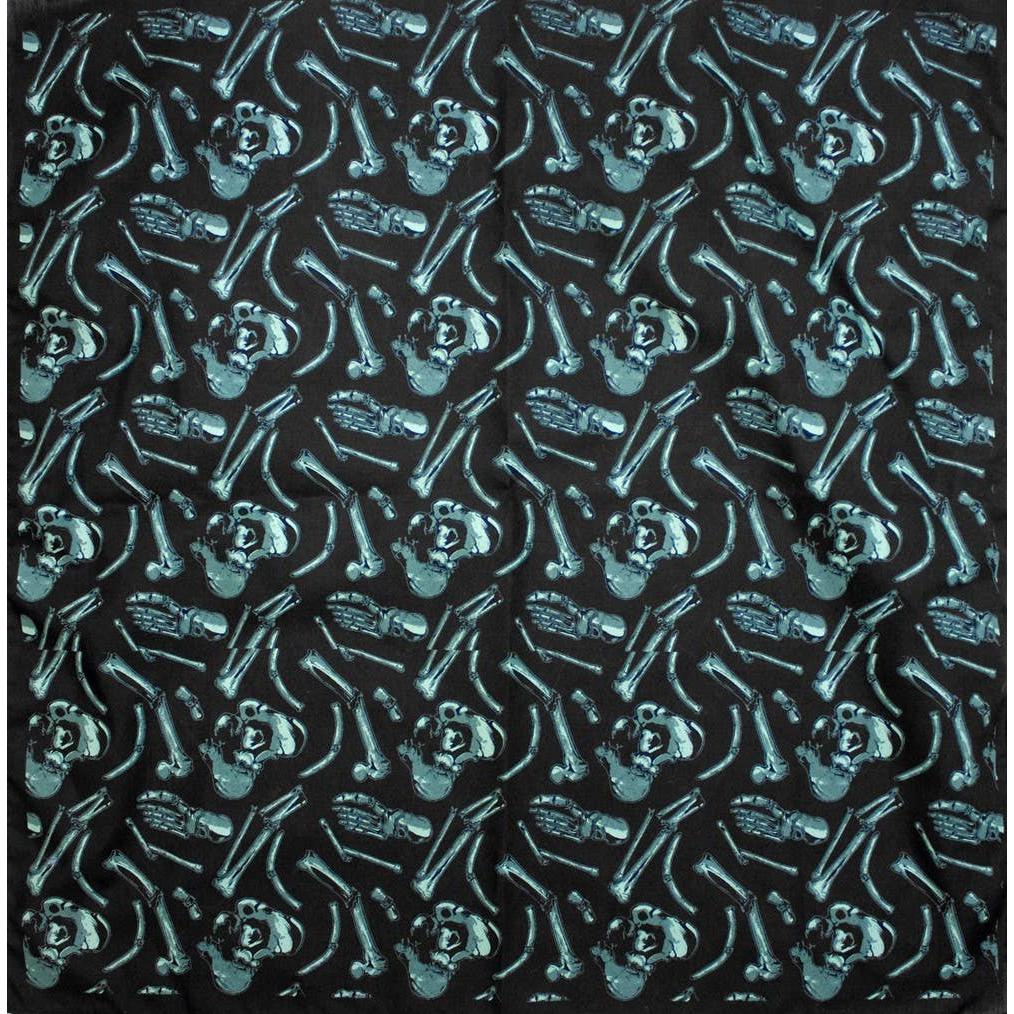 X-Ray Body Parts Bandana | Black & Light Blue Print