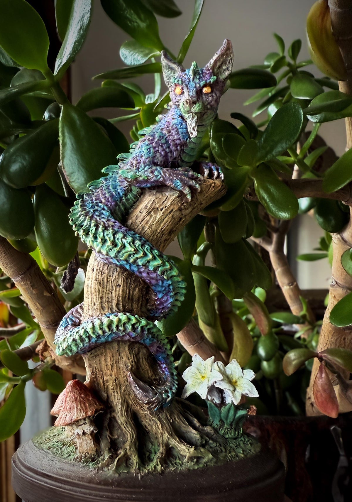Tatzelwurm/ Dragon Cat Statue, Full Color Resin Sculpture