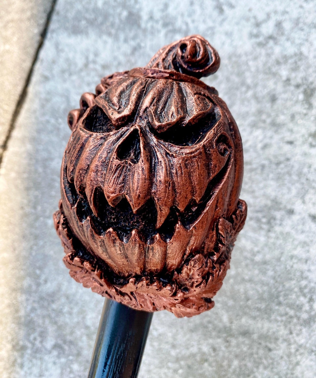 Jack O' Lantern Cane, Hand Sculpted Walking Stick | Halloween Gothic