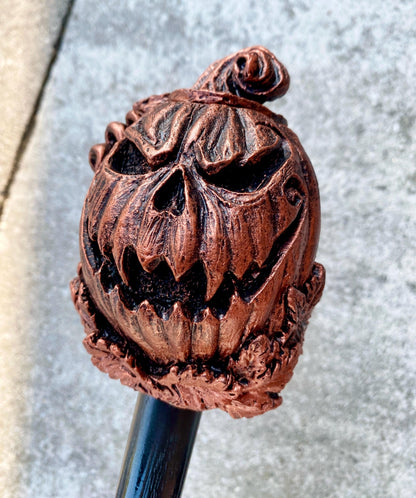 Jack O' Lantern Cane, Hand Sculpted Walking Stick | Halloween Gothic